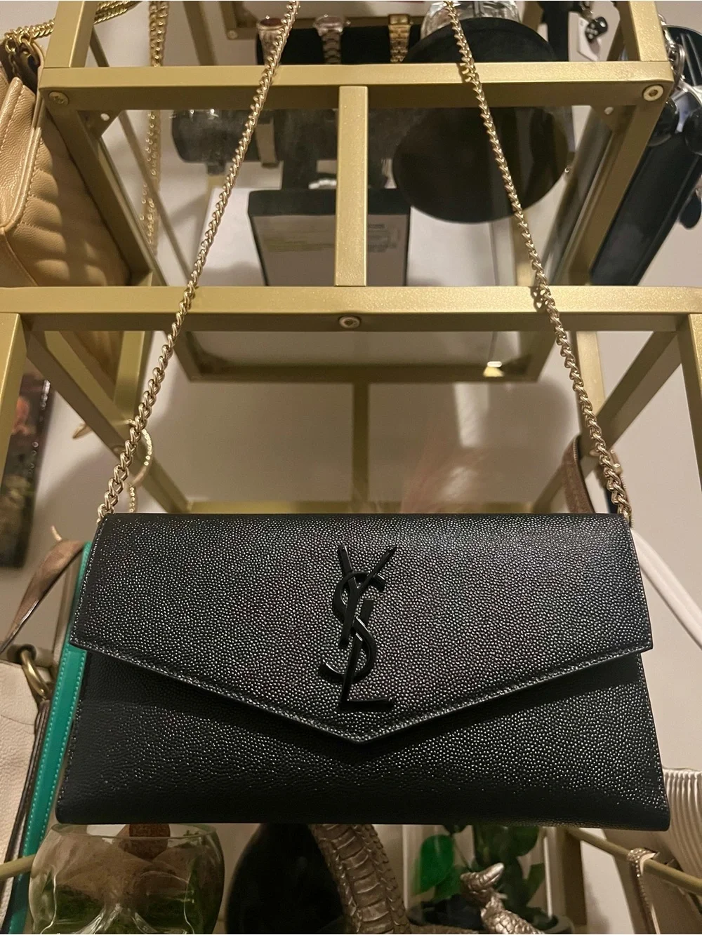 Yves Saint Laurent Black Leather Envelope Wallet